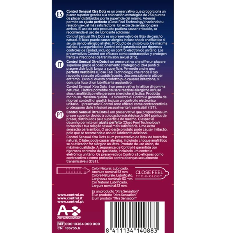 Preservativos Control Xtra Dots - Pack de 12 Unidades