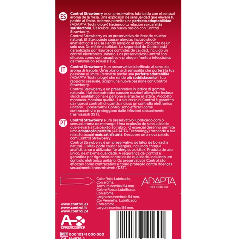 "Preservativos Control Originals: Ergonomía, Diversión y Sensaciones Naturales con Sabor a Fresa - Pack de 12"