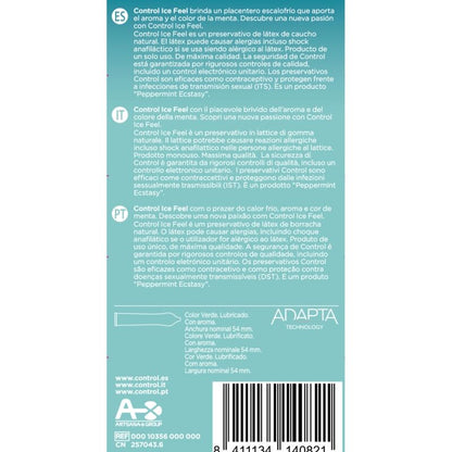Preservativos Control Ice Feel - Sensación Refrescante de Menta con Lubricación Extra, 10 Unidades
