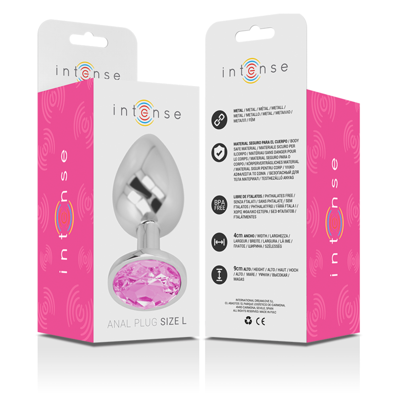 Plug Anal de Metal con Cristal Rosa - Talla L - INTENSE