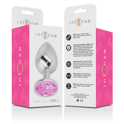 Plug Anal de Metal con Cristal Rosa - Talla L - INTENSE