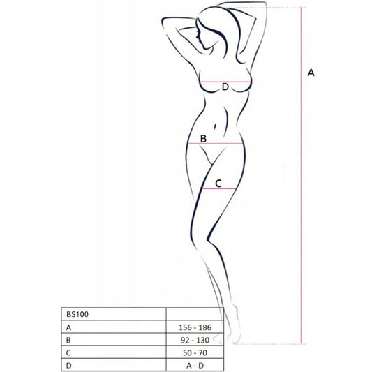 PASSION - BS100 BODYSTOCKING NEGRO TALLA ÚNICA