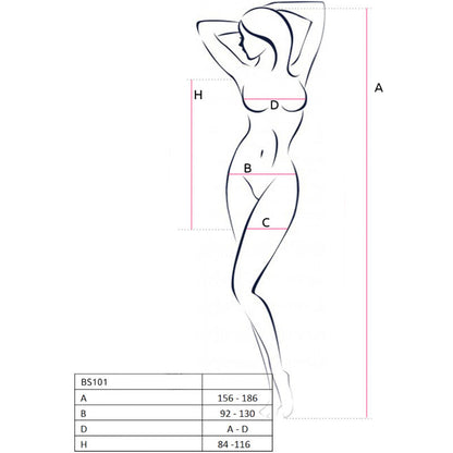 PASSION - BS101 BODYSTOCKING NEGRO TALLA ÚNICA