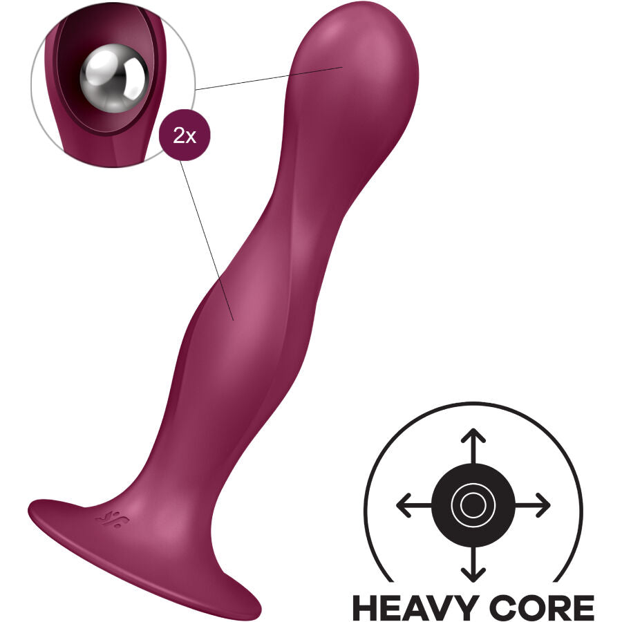 Satisfyer Double Ball-R Dildo de Silicona Color Granate - Placer y Estilo