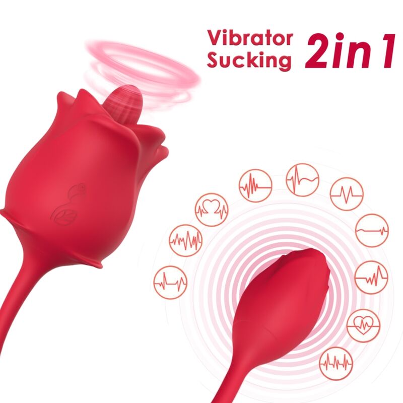 Estimulador y Vibrador de Succión 2 en 1 ARMONY Rosa con 10 Modos - Rojo