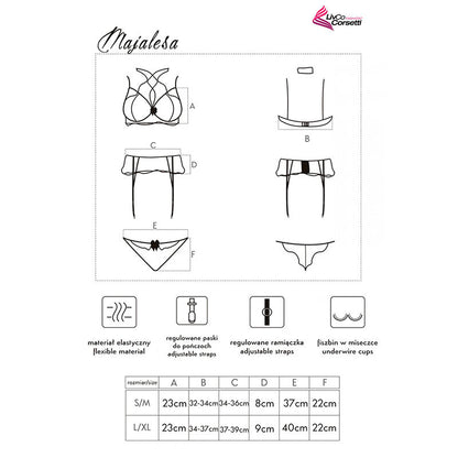 LIVCO CORSETTI FASHION - MAJALESA LC 90526 SUJETADOR + LIGUERO + PANTY BLACK L/XL