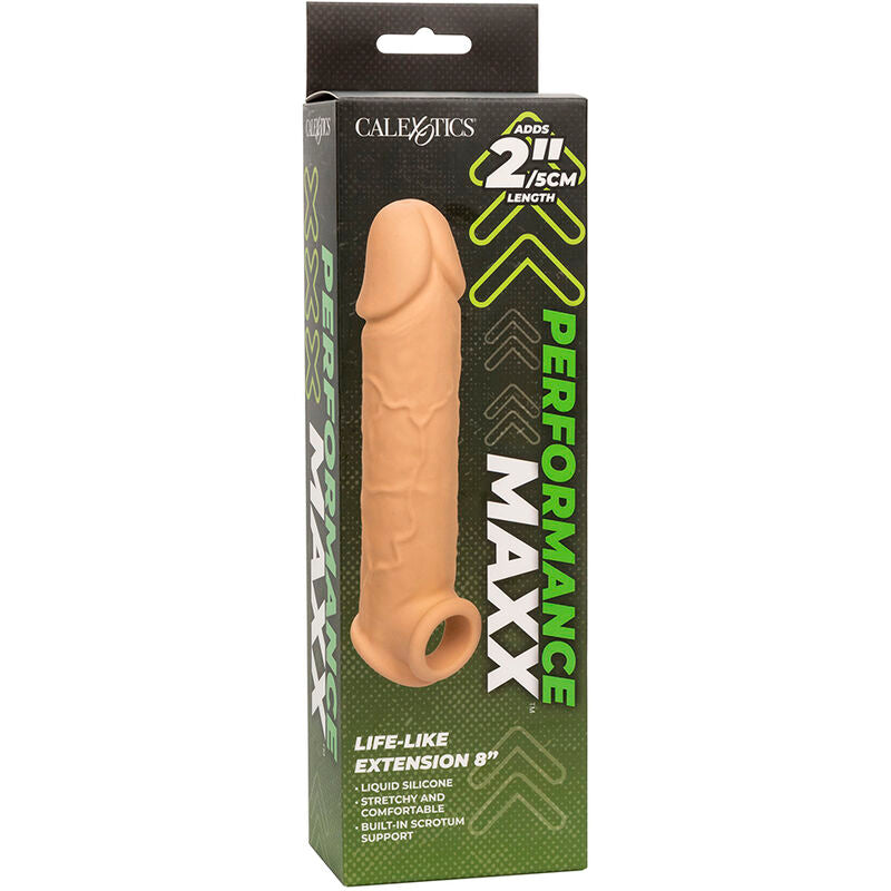 Extensión Realista Performance Maxx de 8" con Silicona Líquida – Aumento de Placer y Soporte Mejorado para Parejas