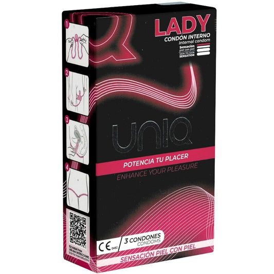 Preservativos Femeninos UNIQ Lady con Liguero, Sin Látex, Pack de 3 Unidades