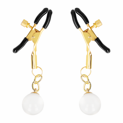 KINK - PINZAS PARA PEZONES DORADAS CON COLGANTE DE VIDRIO 6 CM