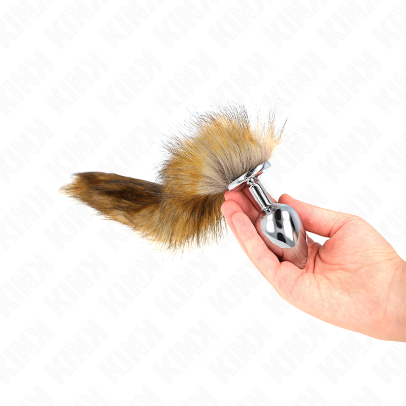 Plug Anal Talla L con Cola Sintética Marrón de 40 cm - Dimensiones 10 x 4 cm