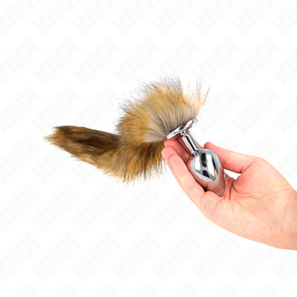 Plug Anal Talla L con Cola Sintética Marrón de 40 cm - Dimensiones 10 x 4 cm