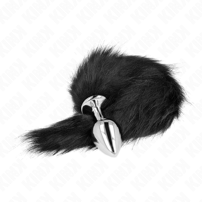 Plug Anal con Cola Sintética Negra - Talla M (8 x 3.5 cm) y Cola de 40 cm