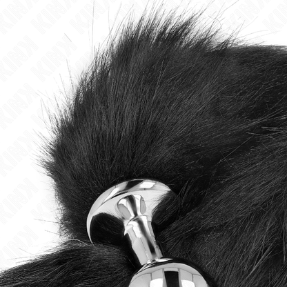 Plug Anal con Cola Sintética Negra - Talla M (8 x 3.5 cm) y Cola de 40 cm