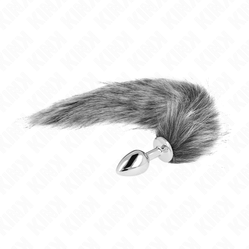 Plug Anal Pequeño con Cola Sintética Plateada de 40 cm - KINK 7 x 3 cm
