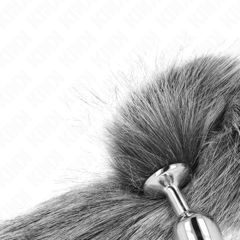 Plug Anal Pequeño con Cola Sintética Plateada de 40 cm - KINK 7 x 3 cm