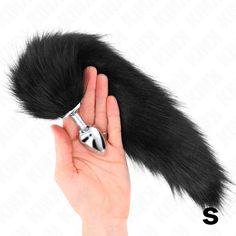 Cola Sintética Negra con Plug Anal Pequeño (7x3 cm) - KINK 40 cm de Largo