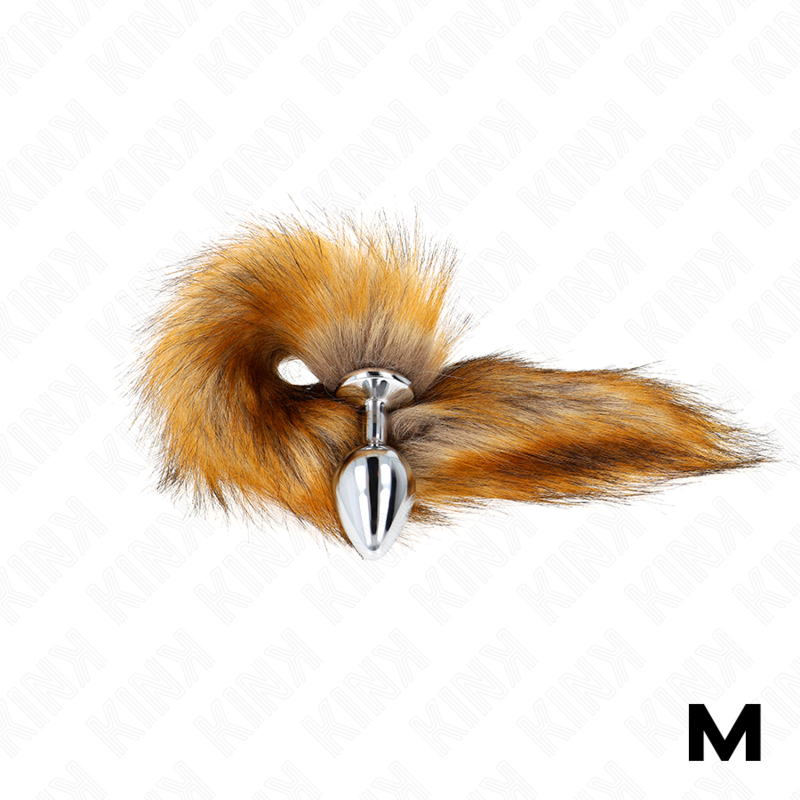 Plug Anal con Cola Sintética Marrón - Talla M (8x3.5 cm), Cola de 40 cm - KINK