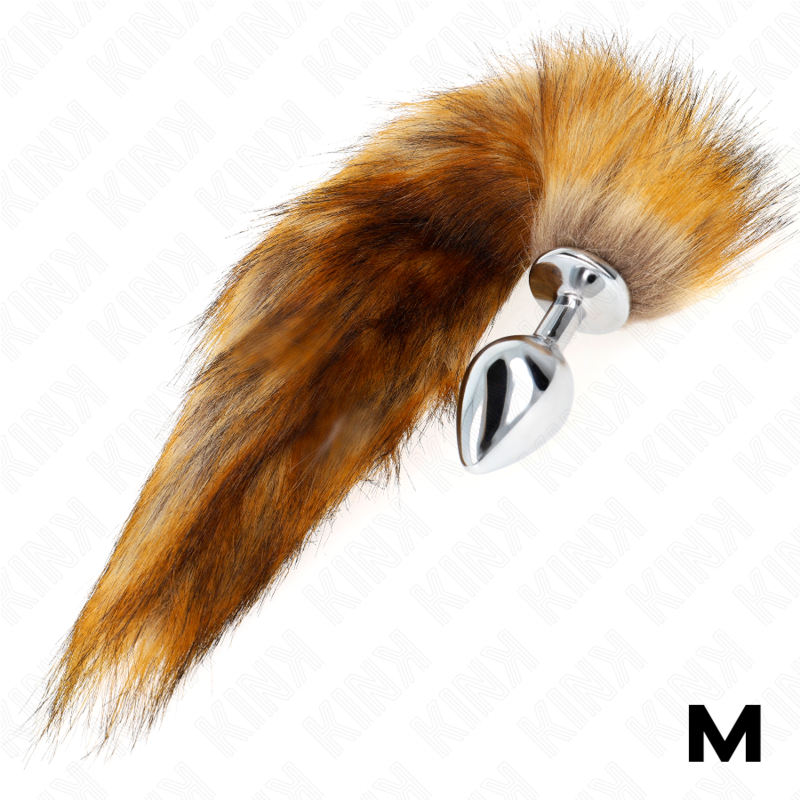 Plug Anal con Cola Sintética Marrón - Talla M (8x3.5 cm), Cola de 40 cm - KINK