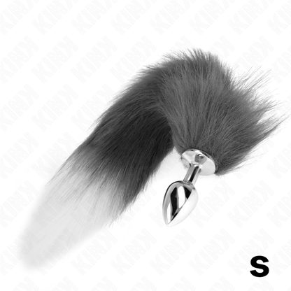 Plug Anal Pequeño con Cola Sintética Plateada y Blanca - KINK 7x3 cm 40 cm