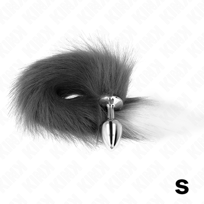 Plug Anal Pequeño con Cola Sintética Plateada y Blanca - KINK 7x3 cm 40 cm