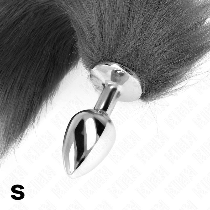 Plug Anal Pequeño con Cola Sintética Plateada y Blanca - KINK 7x3 cm 40 cm