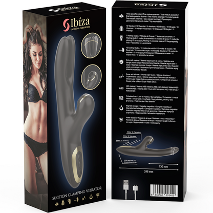 IBIZA - VIBRADOR  HI-TECH RABITT SUCCIONADOR Y  DOBLE DEAL NEGRO