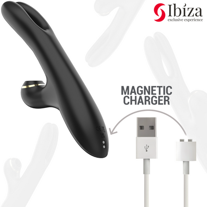 IBIZA - VIBRADOR  HI-TECH RABITT SUCCIONADOR Y  DOBLE DEAL NEGRO