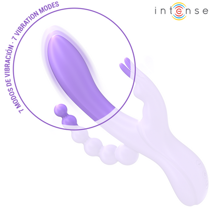 INTENSE - MIKO TRIPLE VIBRADOR RABBIT &#38; ESTIMULADOR &#38; ANAL 7 VIBRACIONES MORADO