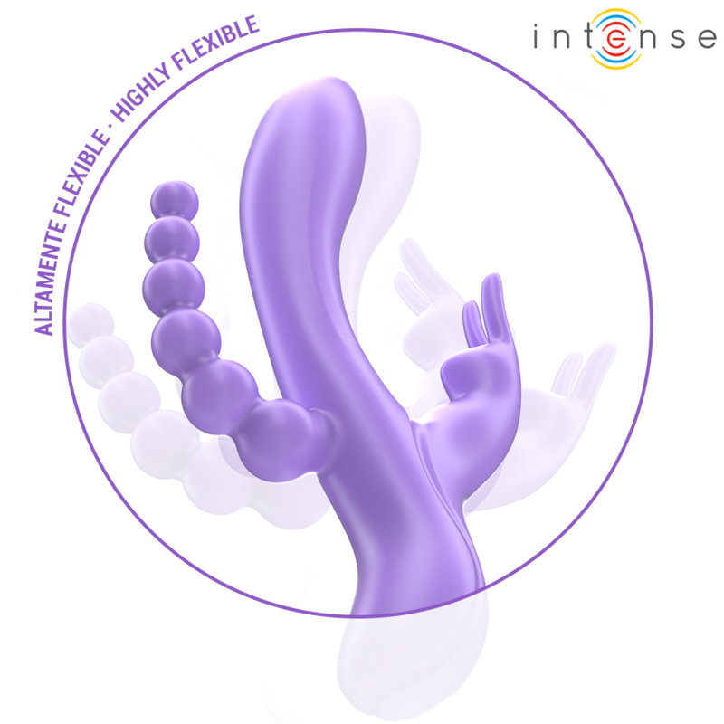 INTENSE - MIKO TRIPLE VIBRADOR RABBIT &#38; ESTIMULADOR &#38; ANAL 7 VIBRACIONES MORADO