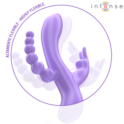 INTENSE - MIKO TRIPLE VIBRADOR RABBIT &#38; ESTIMULADOR &#38; ANAL 7 VIBRACIONES MORADO