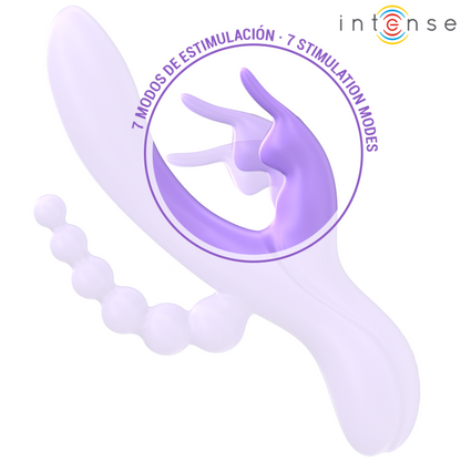 INTENSE - MIKO TRIPLE VIBRADOR RABBIT &#38; ESTIMULADOR &#38; ANAL 7 VIBRACIONES MORADO