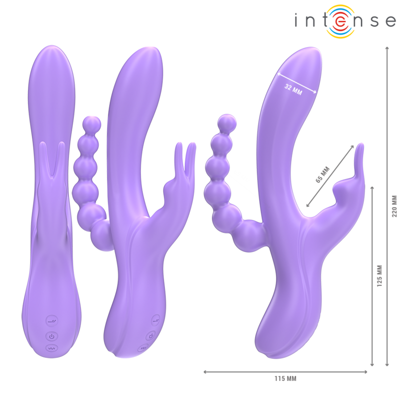 INTENSE - MIKO TRIPLE VIBRADOR RABBIT &#38; ESTIMULADOR &#38; ANAL 7 VIBRACIONES MORADO
