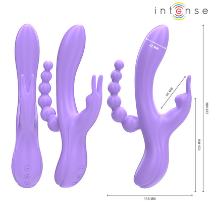 INTENSE - MIKO TRIPLE VIBRADOR RABBIT &#38; ESTIMULADOR &#38; ANAL 7 VIBRACIONES MORADO