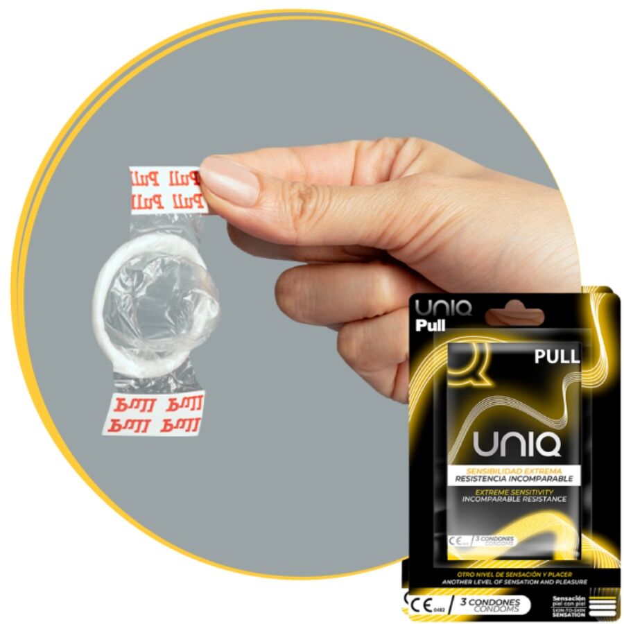 Preservativos sin Látex UNIQ con Tiras - Pack de 3 Unidades