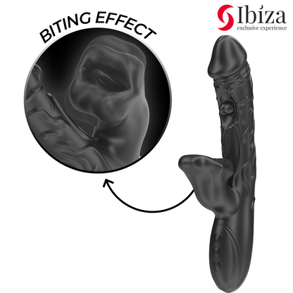 IBIZA - VIBRADOR Y ESTIMULADOR DE CLÍTORIS CON EFECTO MORDEDOR Y ROTACIÓN