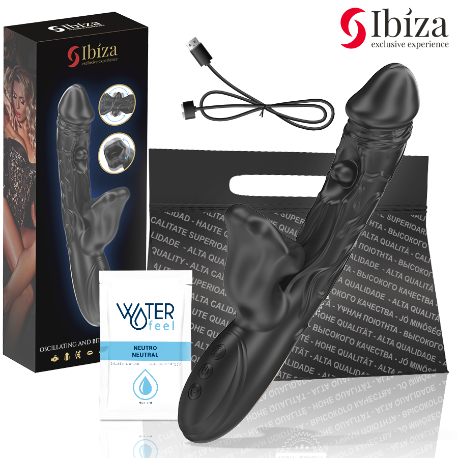 IBIZA - VIBRADOR Y ESTIMULADOR DE CLÍTORIS CON EFECTO MORDEDOR Y ROTACIÓN