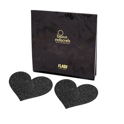 Pezoneras Flash en Forma de Corazón Negro - Bijoux Indiscrets