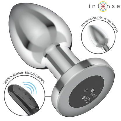 INTENSE - PLUG ANAL 10 VIBRACIONES METAL CON CONTROL REMOTO L