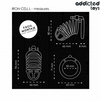 ADDICTED TOYS LOCKED - IRON CELL JAULA PARA PENE DE METAL 5 CM TALLA L