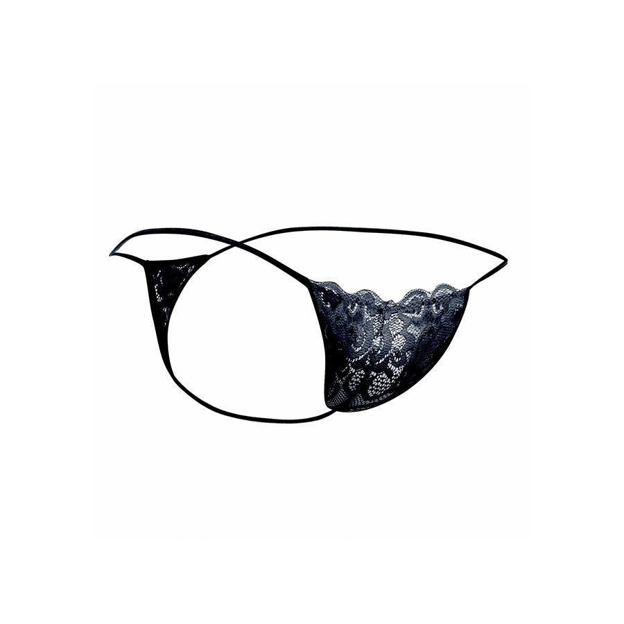 MOB - TANGA DE ENCAJE NEGRO TALLA L/XL