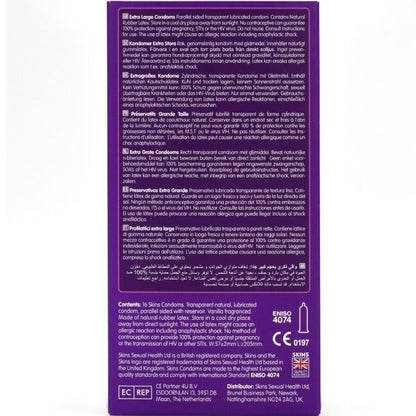 SKINS - TAMAÑO XL PRESERVATIVOS PREMIUM PACK 16