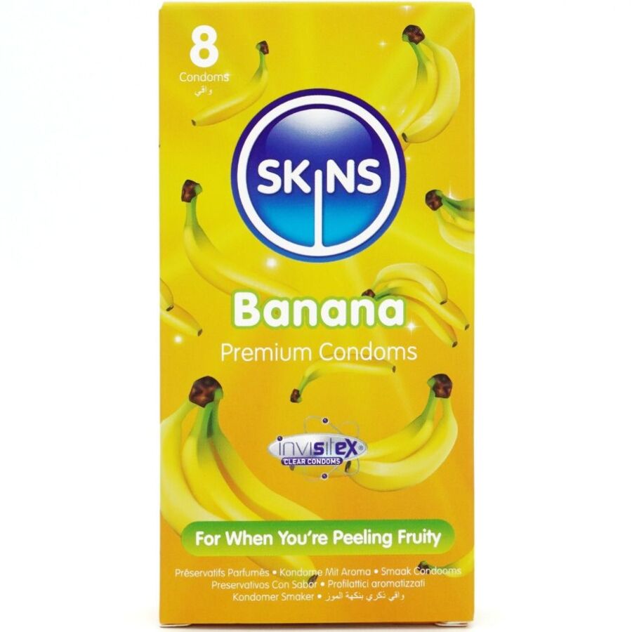 SKINS - PRESERVATIVOS PREMIUM SABOR PLÁTANO PACK 8