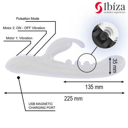IBIZA - VIBRADOR RABBIT PERLAS CON PULSACIÓN