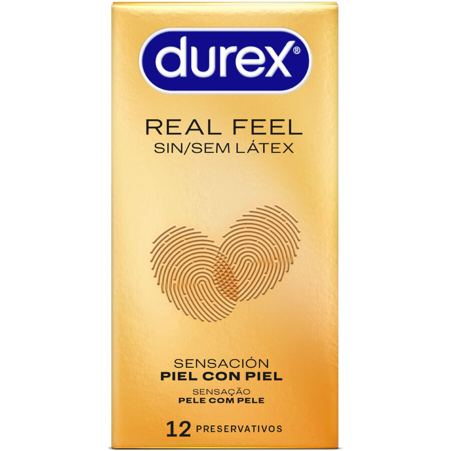 Durex RealFeel: Preservativos de Última Generación Sin Látex para una Sensación Natural de Piel con Piel - Estuche de 12 Unidades