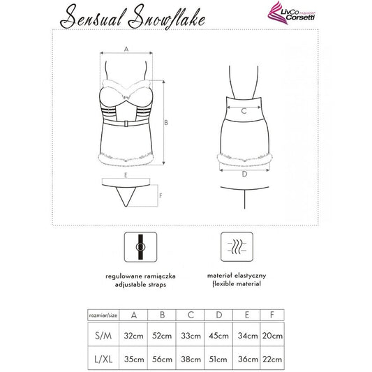 LIVCO CORSETTI FASHION - SENSUAL SNOWFLAKE LC 90603 CAMISA + TANGA + DIADEMA NAVIDEÑA S/M