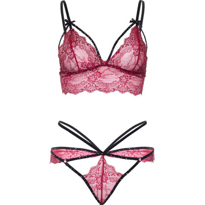 LEG AVENUE - 81623 SET SUJETADOR + TANGA BURDEOS TALLA S