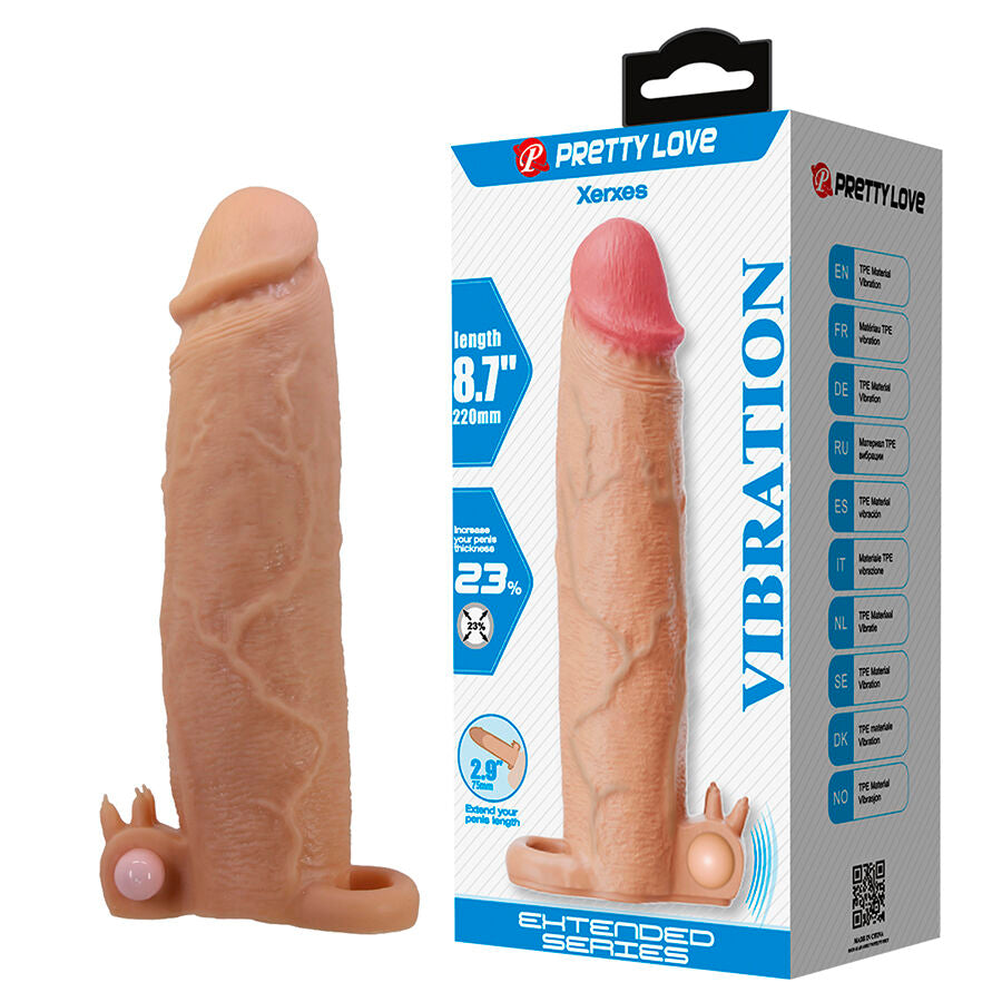 PRETTY LOVE - XERXES FUNDA PARA PENE CON ESTIMULADOR DE CLÍTORIS Y VIBRACIÓN