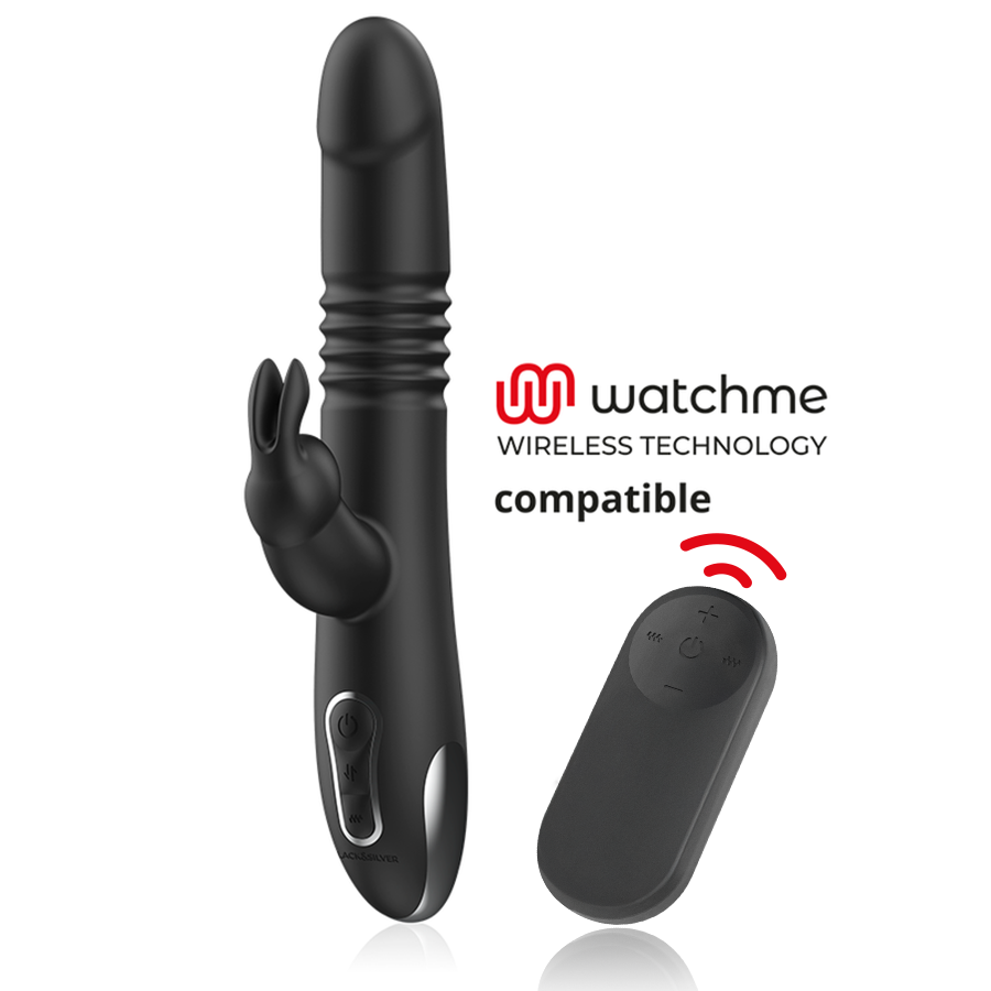 BLACK&SILVER - KENJI VIBRADOR RABBIT UP & DOWN COMPATIBLE CON WATCHME