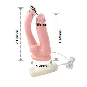 Dildo de Doble Penetración con Vibración Ajustable y Ventosa de Sujeción – Látex de Alta Calidad