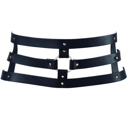 Accesorio Erótico de Moda 2 en 1: Cinturón BDSM con Correas Ajustables y Diseño Vegano Negro por Bijoux Indiscrets
